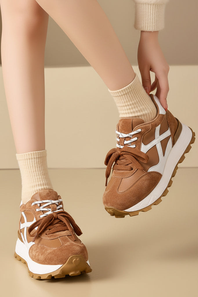 Height-Increasing Genuine Leather Thick-Soled Casual Sneakers