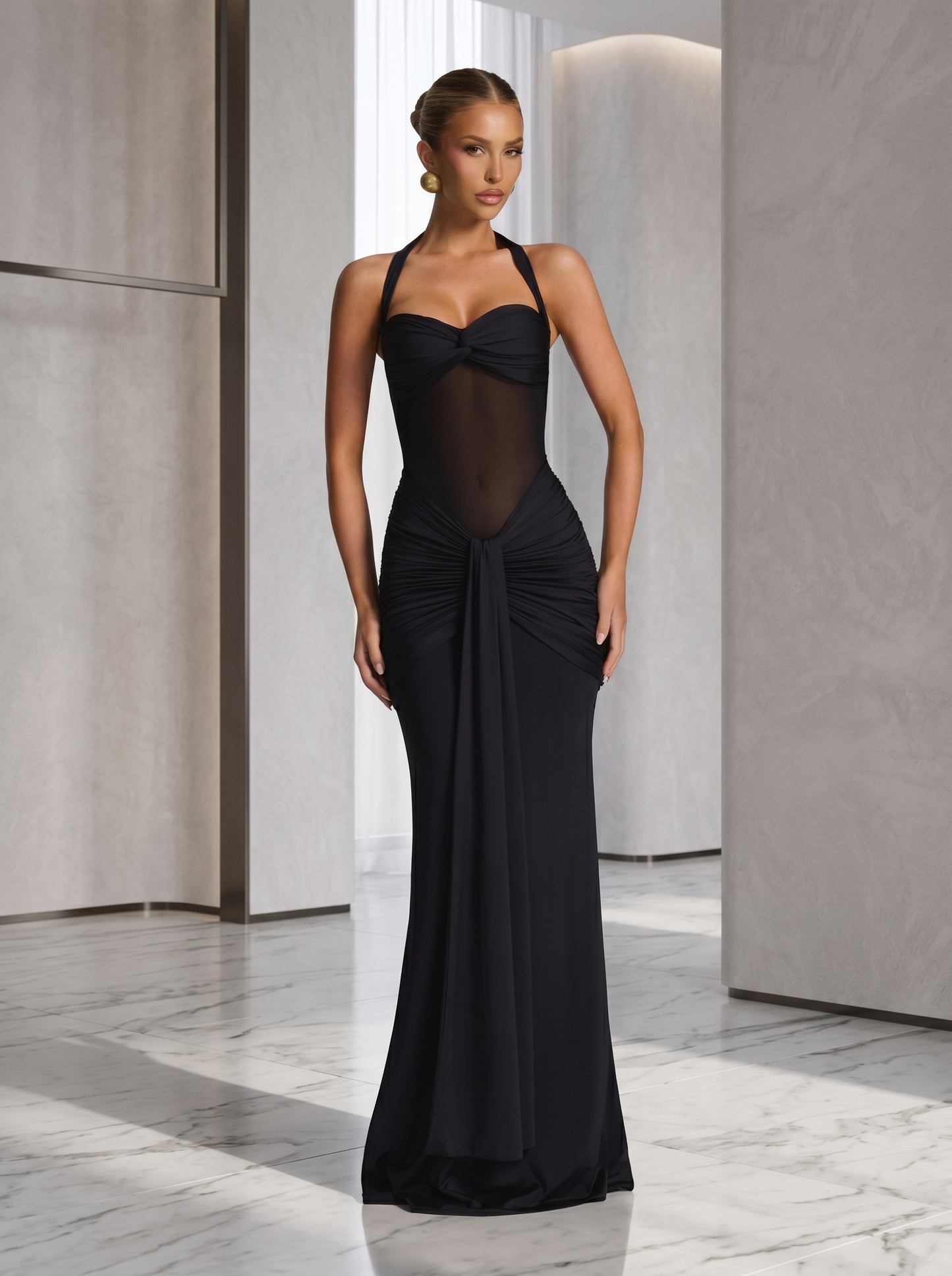 Graceful Silhouette Evening Maxi Dress