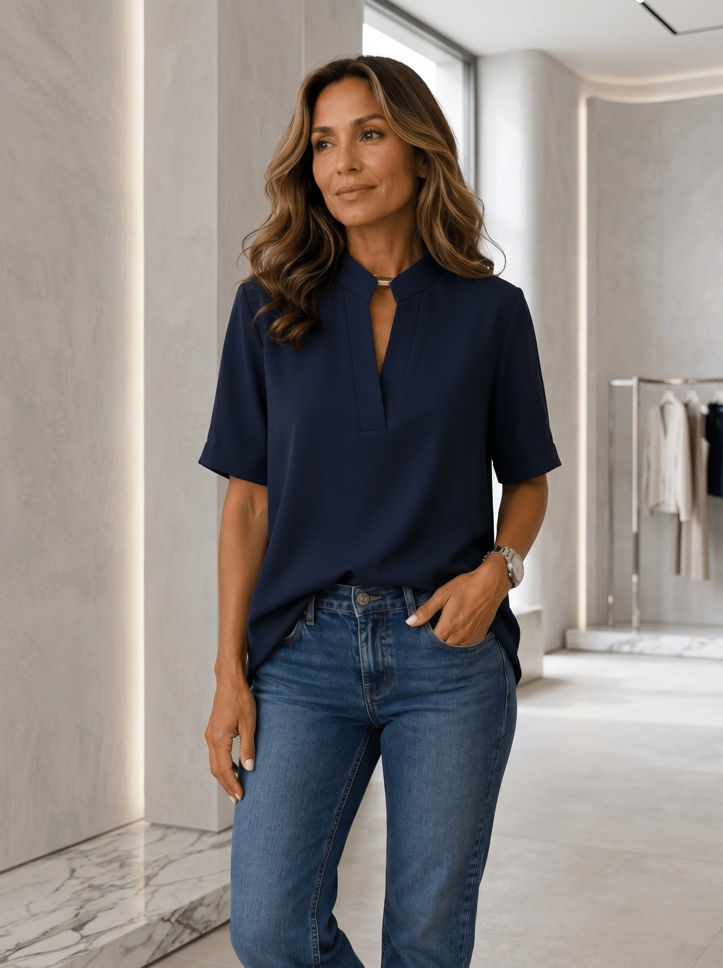 Timeless Grace V Neck Blouse