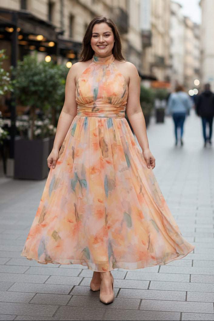 High Neck Midi Dress