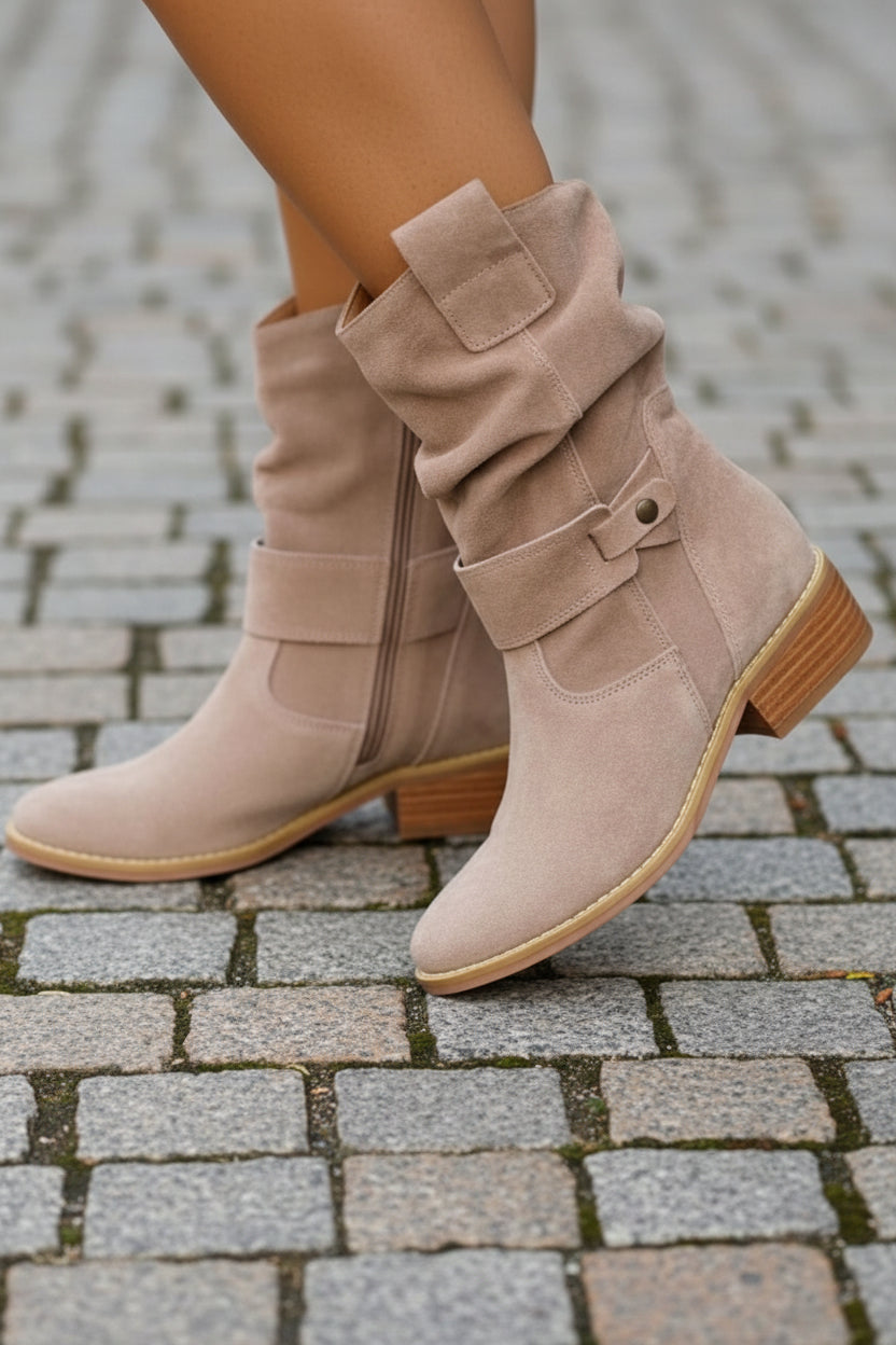 Slouchy Buckle Ankle Boots