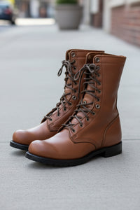 Vintage Lace-Up Combat Ankle Boots