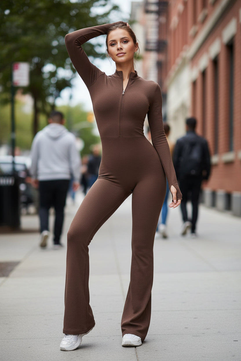 Women's Fitted Yoga Jumpsuit with Zip