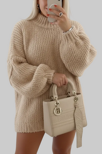 Oversized Fluffy Knitted Sweater with Balloon Sleeves for Plus Sizes 2