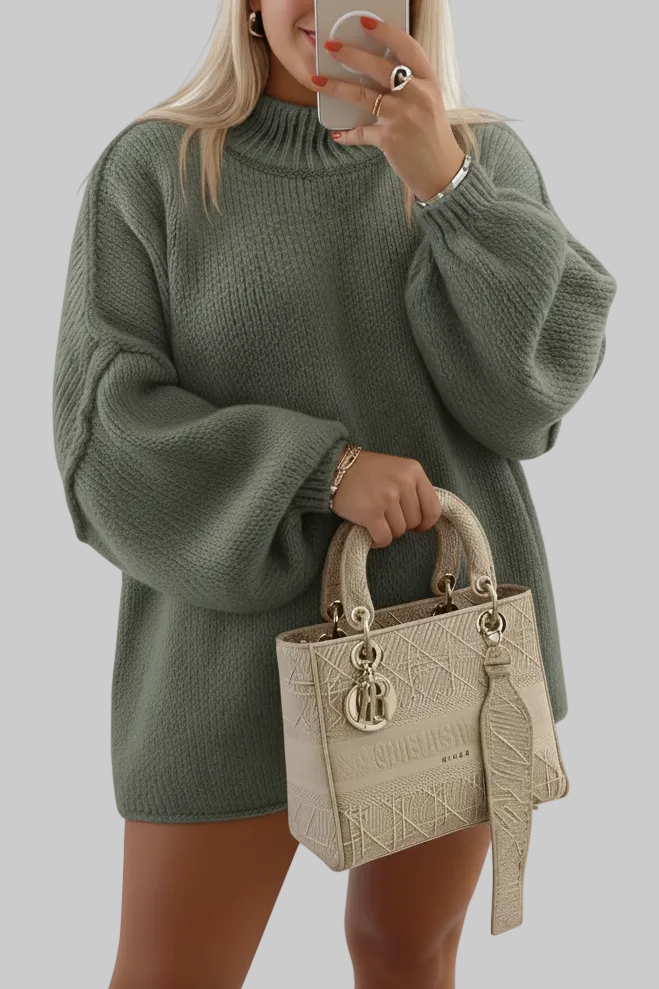 Oversized Fluffy Knitted Sweater with Balloon Sleeves for Plus Sizes 3