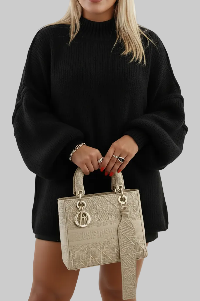 Oversized Fluffy Knitted Sweater with Balloon Sleeves for Plus Sizes 4