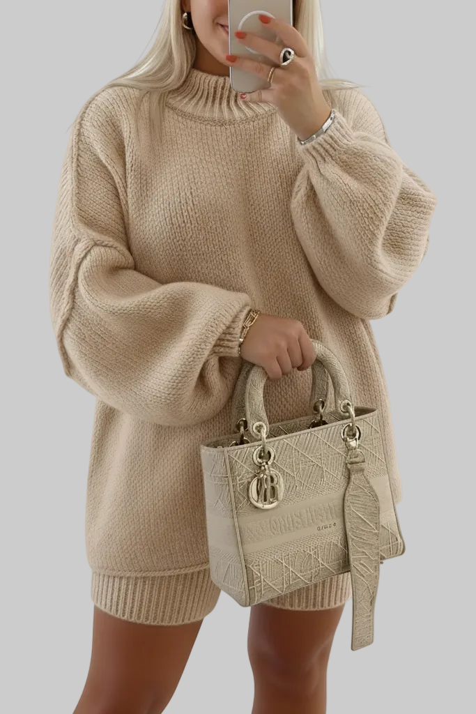 Oversized Fluffy Knitted Sweater with Balloon Sleeves for Plus Sizes 5