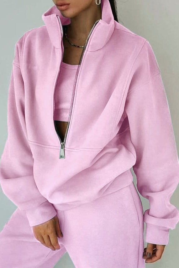 Oversized Loungewear Co-Ord Set with Half-Zip Pullover for Everyday Comfort 0
