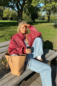 Oversized Red Leather Jacket for Bold Fashion Statements 2