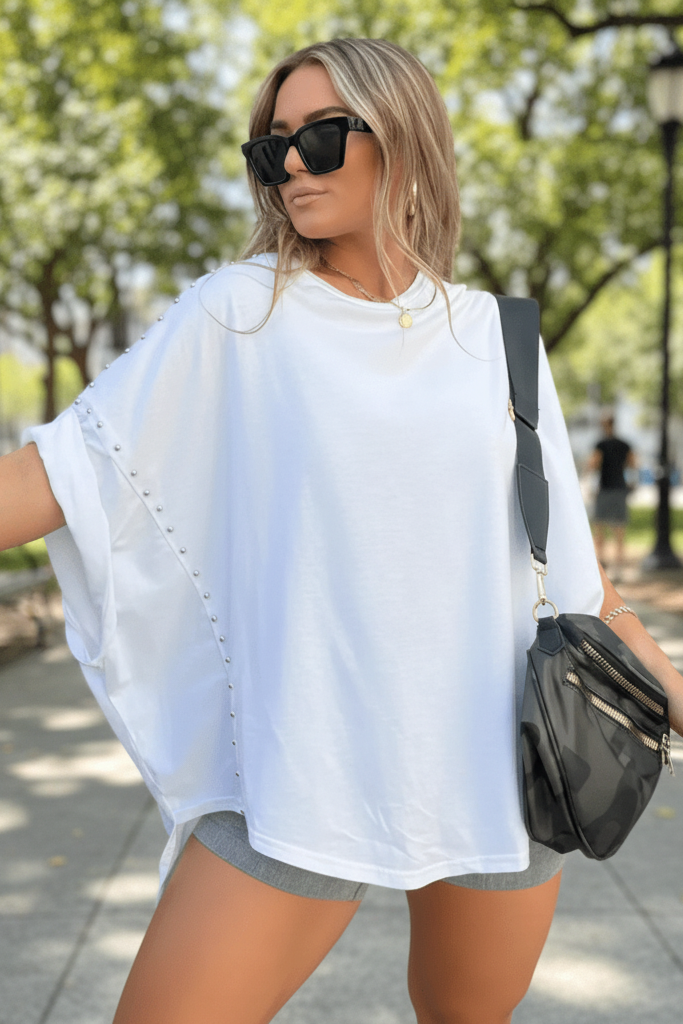 Oversized Studded T Shirt in Soft Fabric for Bold Style and Comfort 1