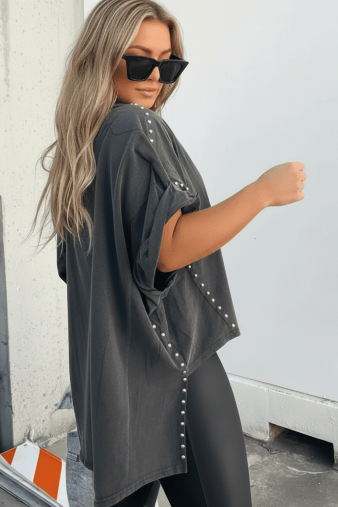 Oversized Studded T Shirt in Soft Fabric for Bold Style and Comfort 4