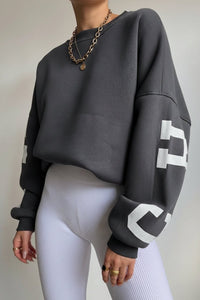 Oversized Sweatshirt with Statement Side Print for Effortless Style 4