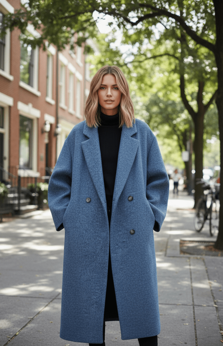Oversized Winter Coat with Classic Double-Breasted Design for Effortless Style 2