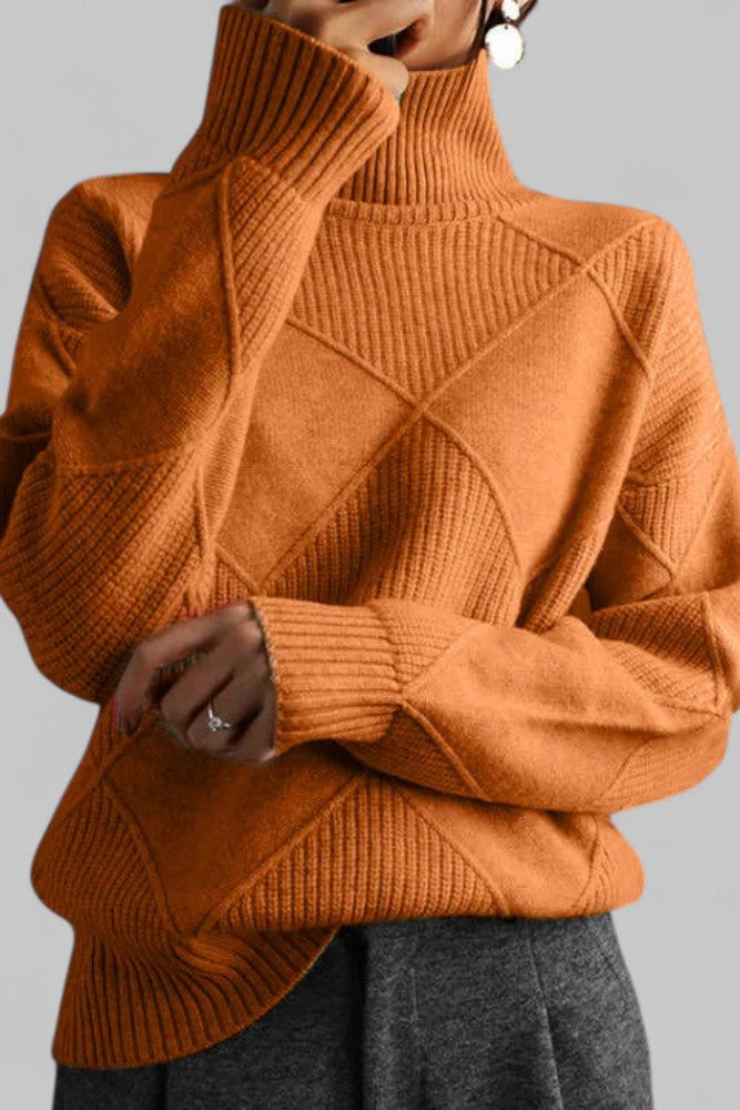 Patterned Oversized Turtleneck Knit Sweater for Effortless Style 10