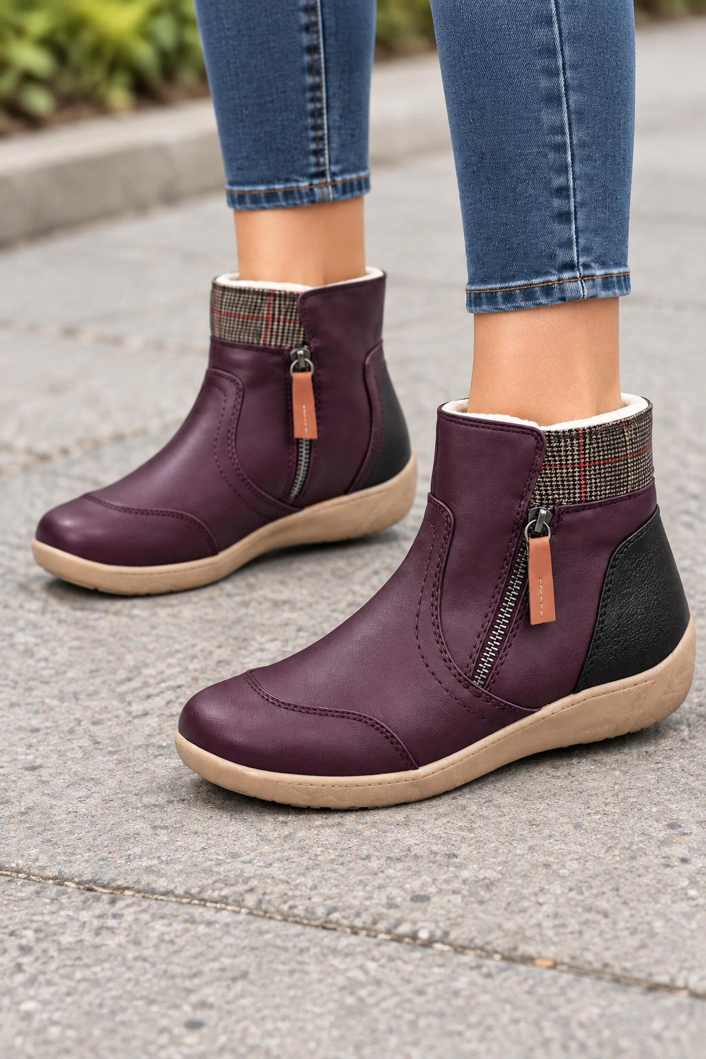 Double-Zip Flat Ankle Boots