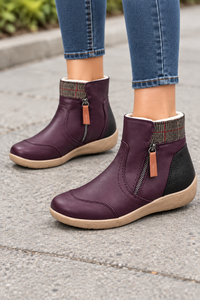 Double-Zip Flat Ankle Boots