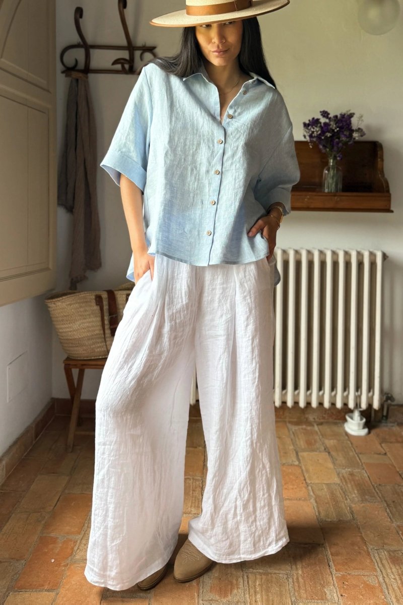 Plus Size Draped Linen Lapel Shirt for Effortless Elegance 1