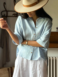 Plus Size Draped Linen Lapel Shirt for Effortless Elegance 3
