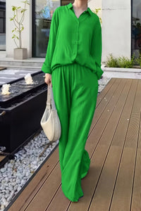 Plus Size Linen Long Sleeve Pant Set for Effortless Elegance 2
