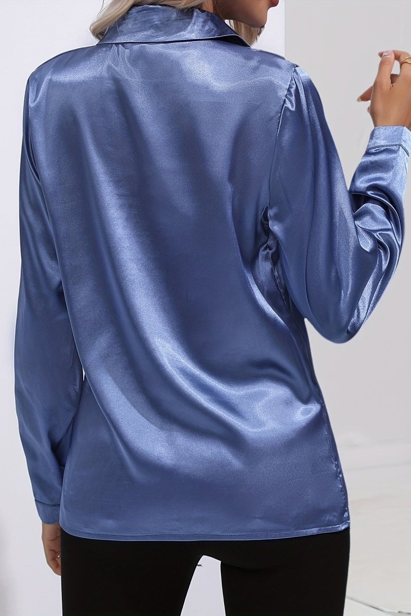 Polished Long Sleeve Satin Blouse for Effortless Elegance 1