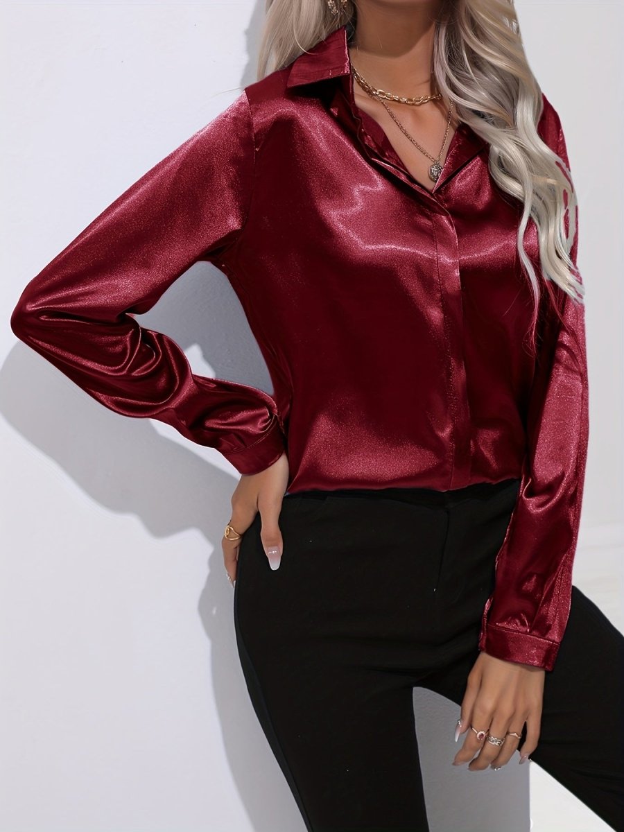 Polished Long Sleeve Satin Blouse for Effortless Elegance 8