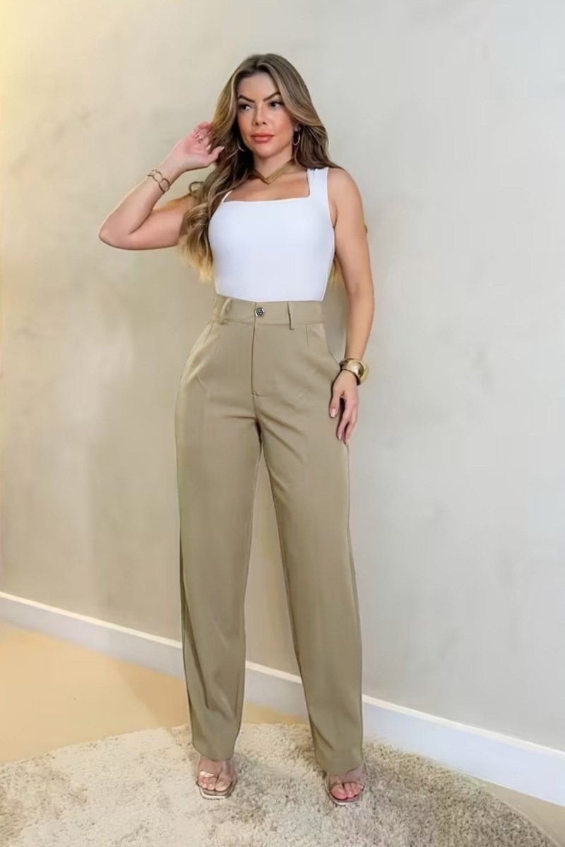 Polished Straight-Leg Pants in Smooth Fabric for Effortless Elegance 0