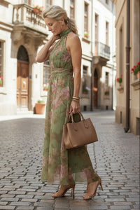 Gathered Halter Midi Dress