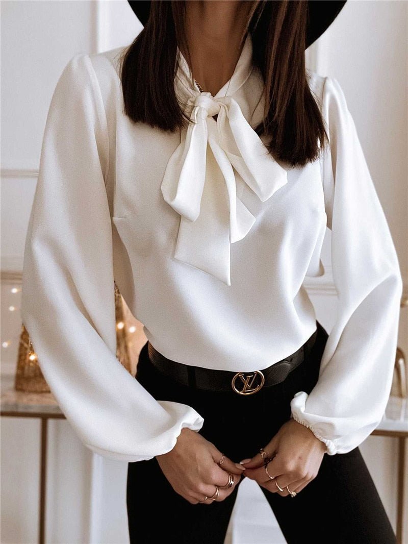 Radiant Bow Neck Blouse for Effortless Elegance 4