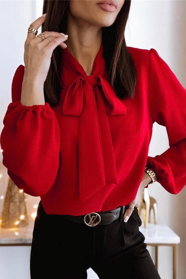 Radiant Bow Neck Blouse for Effortless Elegance 6