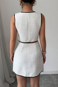 Refined Sleeveless Top and A-Line Skirt Set with Pocket Detail 3