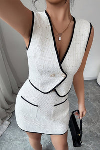 Refined Sleeveless Top and A-Line Skirt Set with Pocket Detail 4
