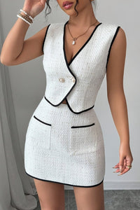 Refined Sleeveless Top and A-Line Skirt Set with Pocket Detail 5