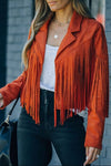 Refined Suede Moto Jacket with Cascading Fringe for Effortless Style 0