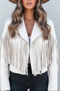 Refined Suede Moto Jacket with Cascading Fringe for Effortless Style 3