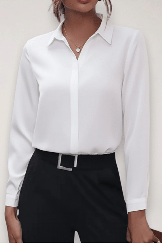 Refined Tailored Blouse with Pointed Collar for Effortless Elegance 1