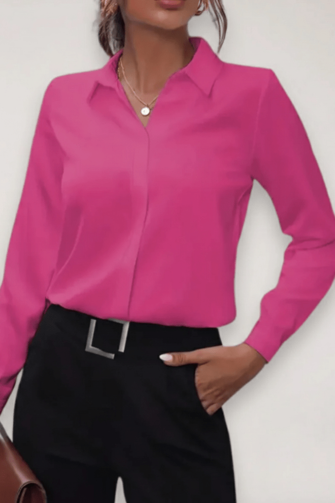 Refined Tailored Blouse with Pointed Collar for Effortless Elegance 3