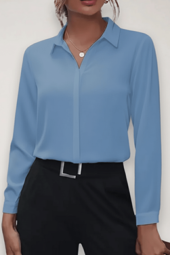 Refined Tailored Blouse with Pointed Collar for Effortless Elegance 4