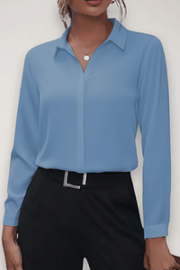 Refined Tailored Blouse with Pointed Collar for Effortless Elegance 4