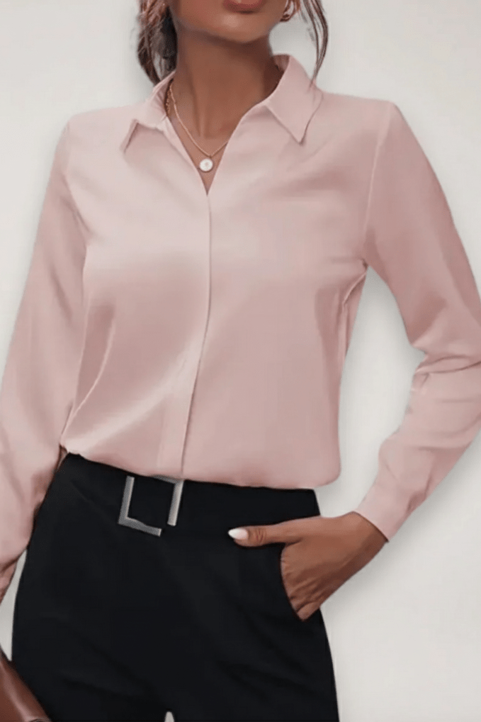 Refined Tailored Blouse with Pointed Collar for Effortless Elegance 5