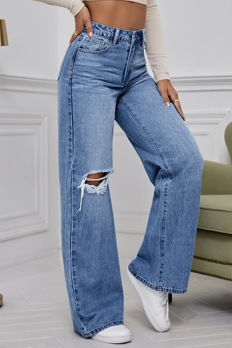 Relaxed Fit Distressed Baggy Jeans for Effortless Style and Comfort 4