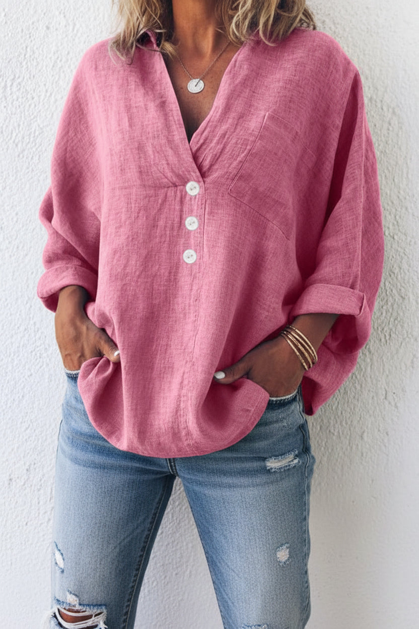Relaxed Fit Linen Top for Effortless Summer Style 0