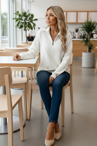 Relaxed Fit Sweater with Adjustable Zipper Collar for Modern Comfort 7