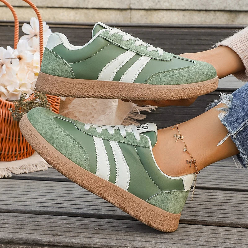 Retro Green Platform Sneakers - Faux Suede Thick Sole Casual Shoes 6