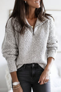 Ribbed Zip-Up Sweater for Everyday Comfort and Versatility 0