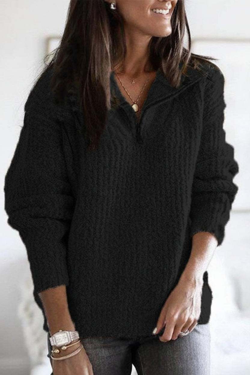 Ribbed Zip-Up Sweater for Everyday Comfort and Versatility 11