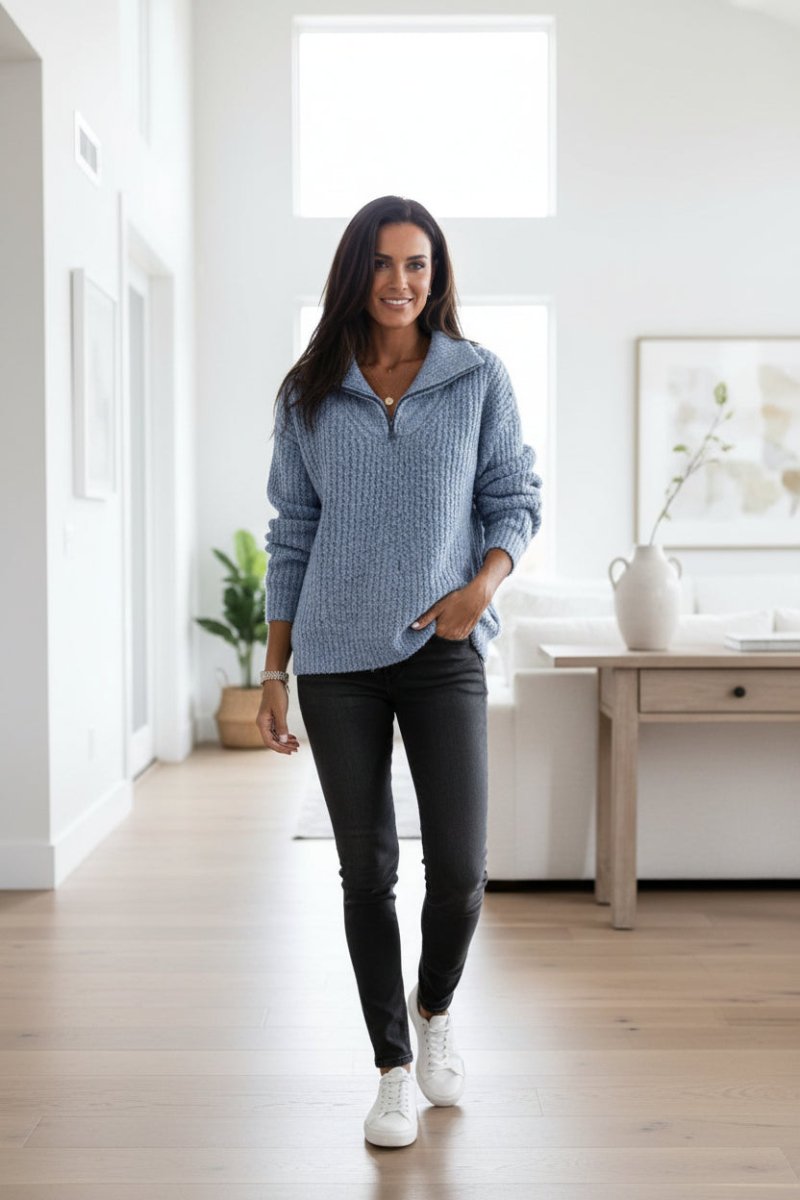 Ribbed Zip-Up Sweater for Everyday Comfort and Versatility 5