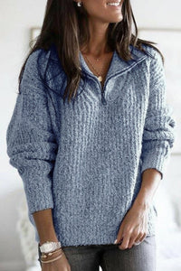 Ribbed Zip-Up Sweater for Everyday Comfort and Versatility 8