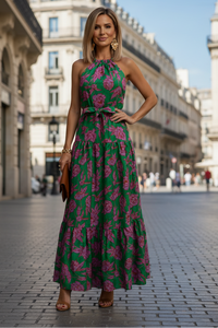 Draped Halter Midi Dress