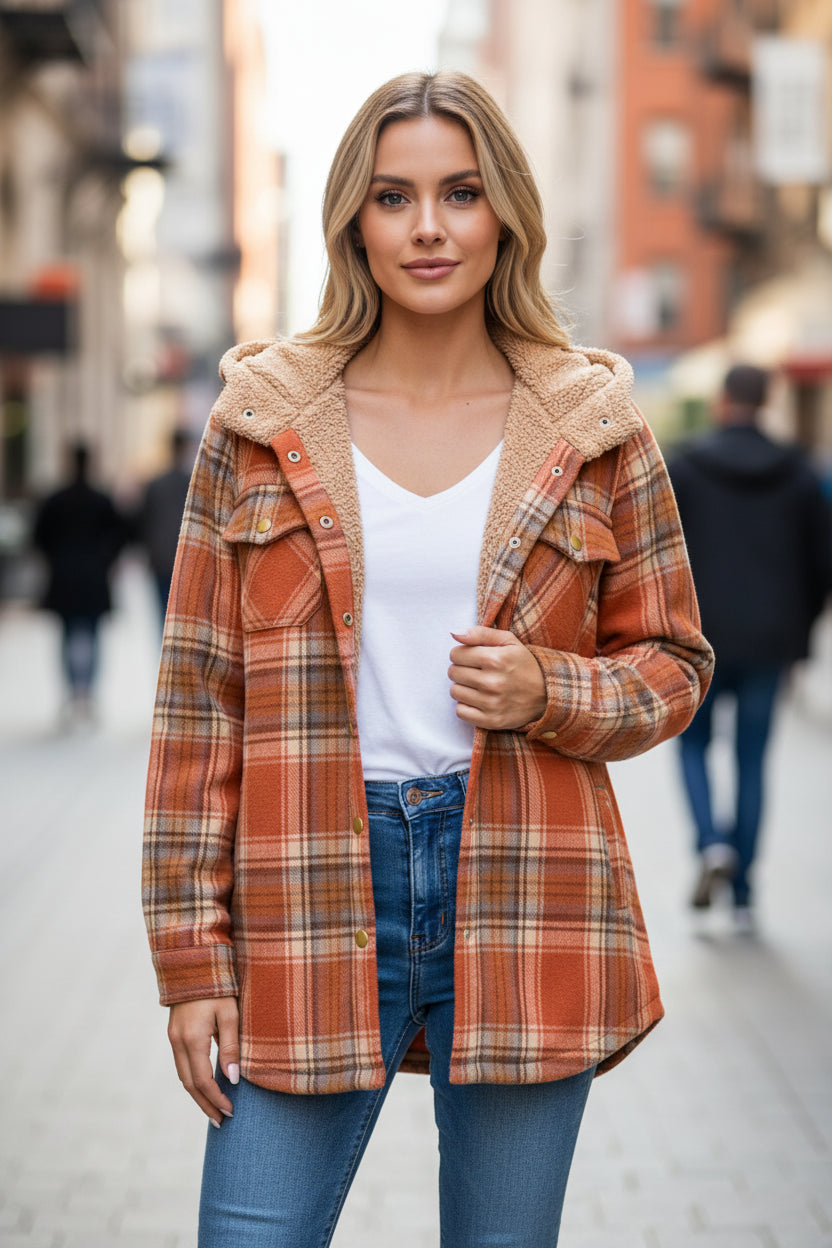 Checked Hooded Jacket