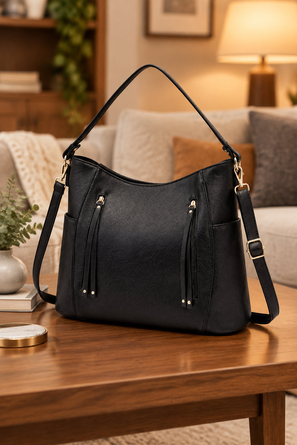 Vintage Inspired Handbag with Double Zipper Design